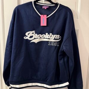 Edikted new with tag Brooklyn 1980 Navy Sweatshirt medium oversized